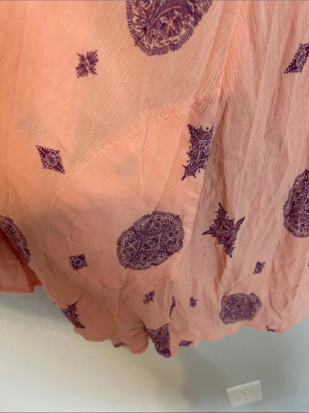 Free People Medallion Print Mini Swing Dress Tunic M Peach  Purple NWOT